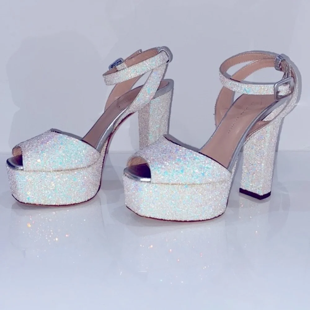 Giuseppe Zanotti Iridescent Glitter Platform Sandals